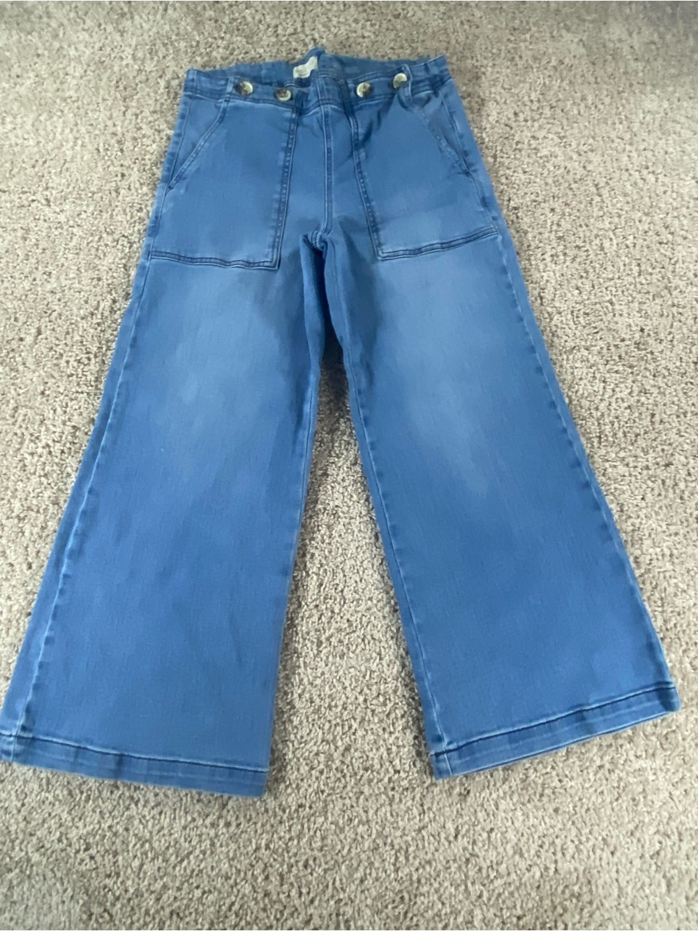 Pilcro The Kit High-Rise Wide-Leg Cropped Jeans 28 Button Waist Flat